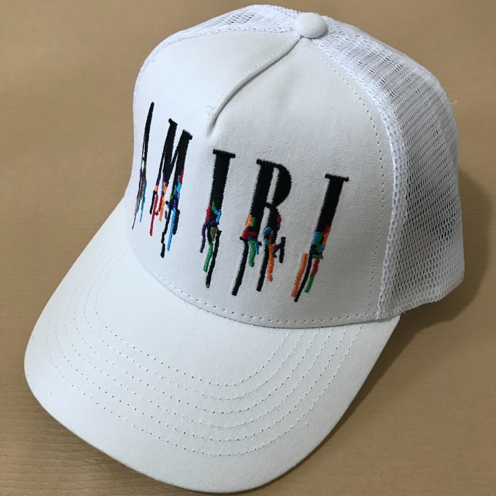 Amiri UNRELEASED Spellout Color Drip Hat White  100% Authentic